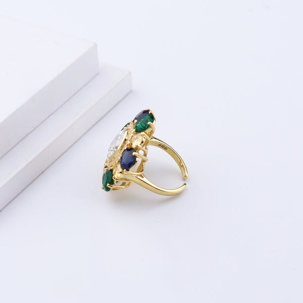 Midnight Bloom Ring | 92.5 Silver | 22K Gold Plated