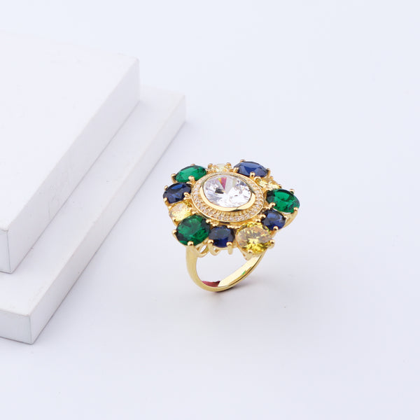 Midnight Bloom Ring | 92.5 Silver | 22K Gold Plated