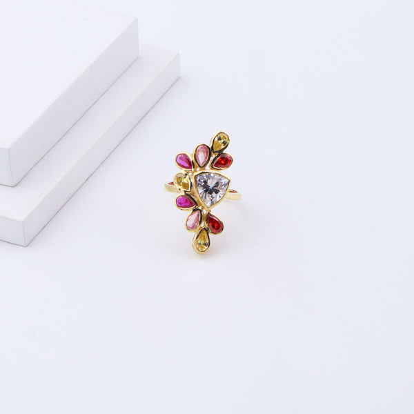 Amber Mist Ring | 92.5 Silver | 22K Gold Plated