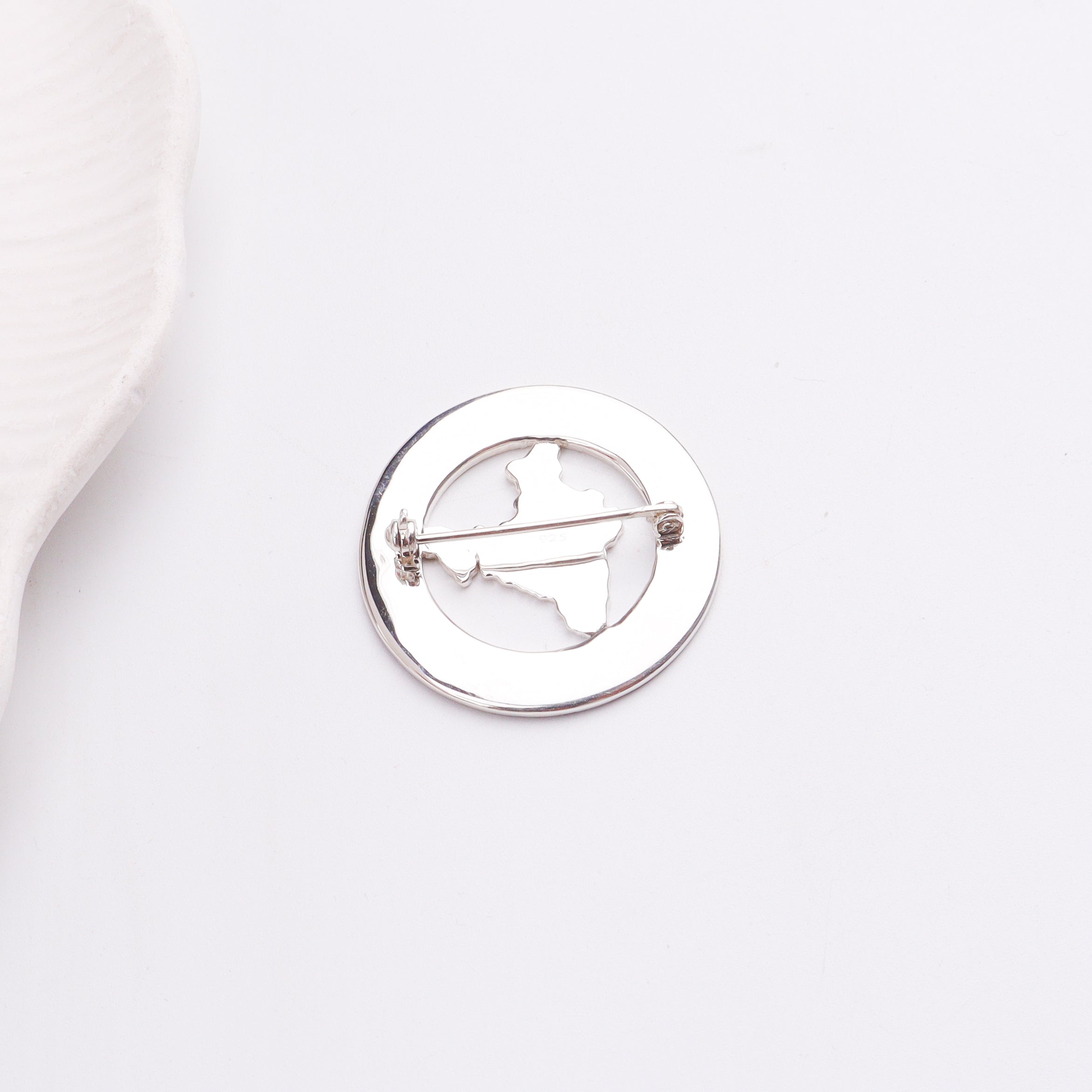 Silver Enamel India Brooch