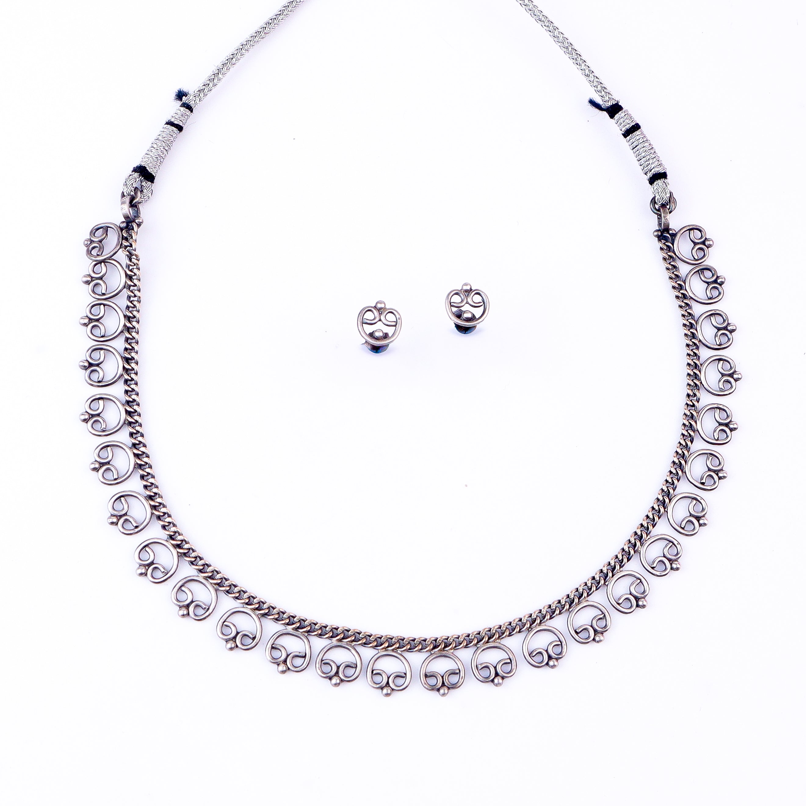 Oxidized Silver Delicate Gopadma Set