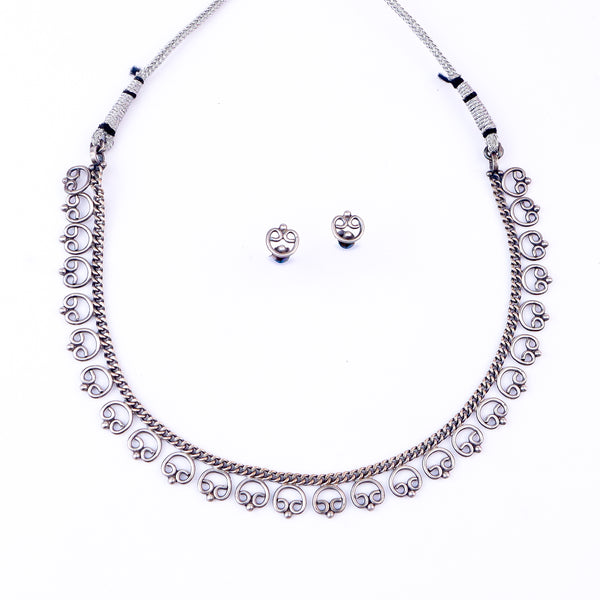 Oxidized Silver Delicate Gopadma Set