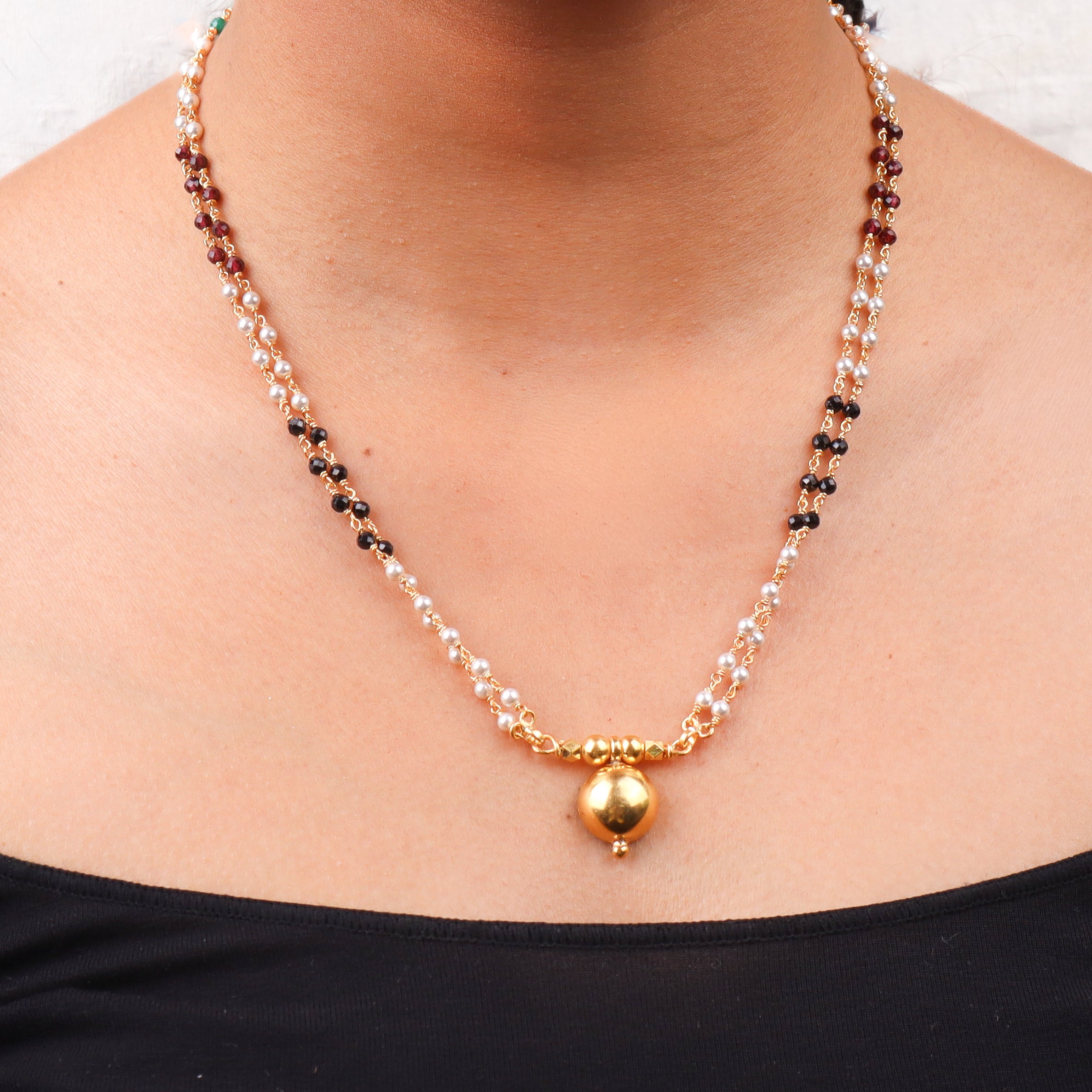 Silver Single Vatee Mangalsutra (Short) | 22K Gold Plated