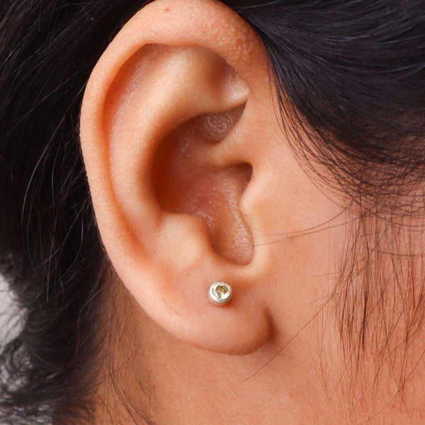 Yellow CZ Stone Stud | 92.5 Silver