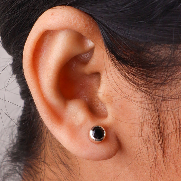 Black CZ Stone Stud | 92.5 Silver