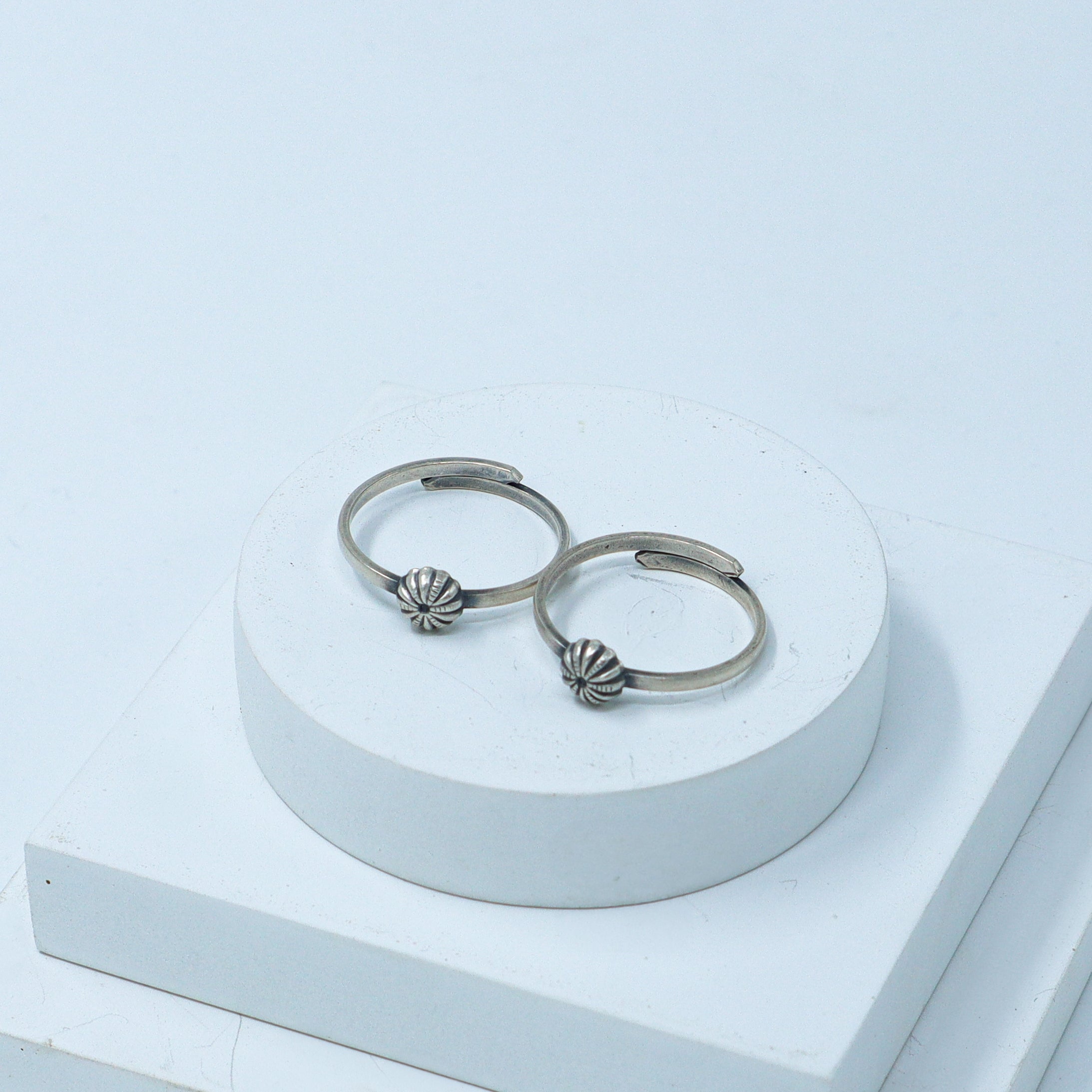 Silver Adjustable Toe ring (Big Textured Dome)