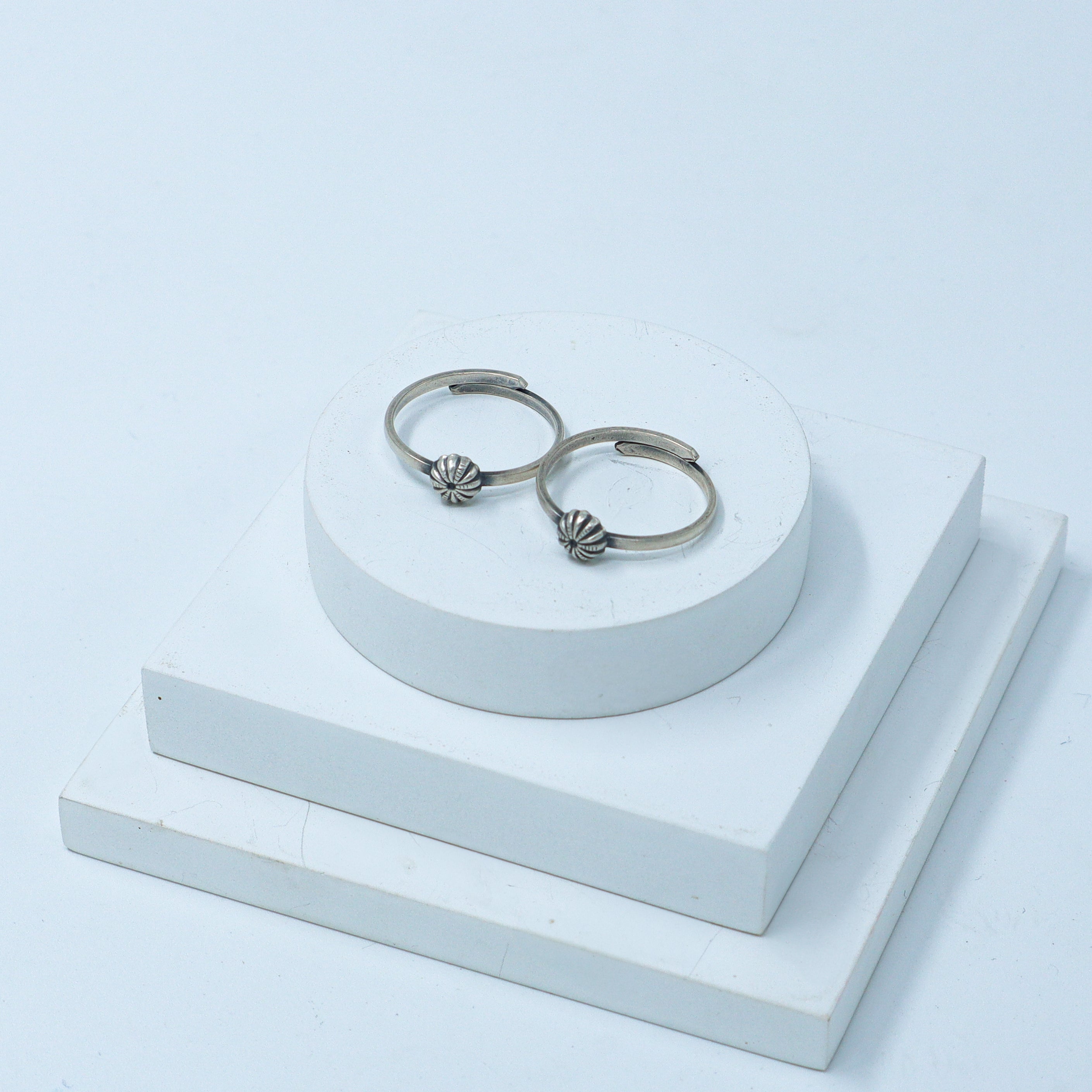 Silver Adjustable Toe ring (Big Textured Dome)