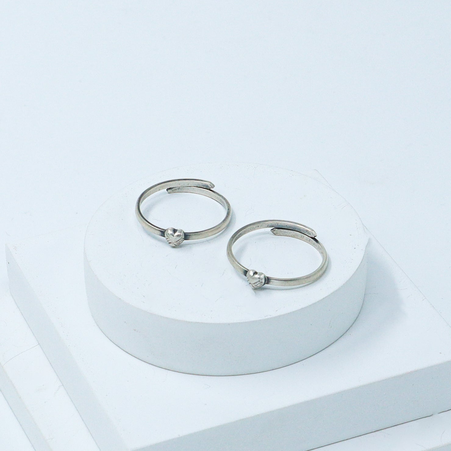 Tiny Silver Adjustable Toe ring (Textured heart)