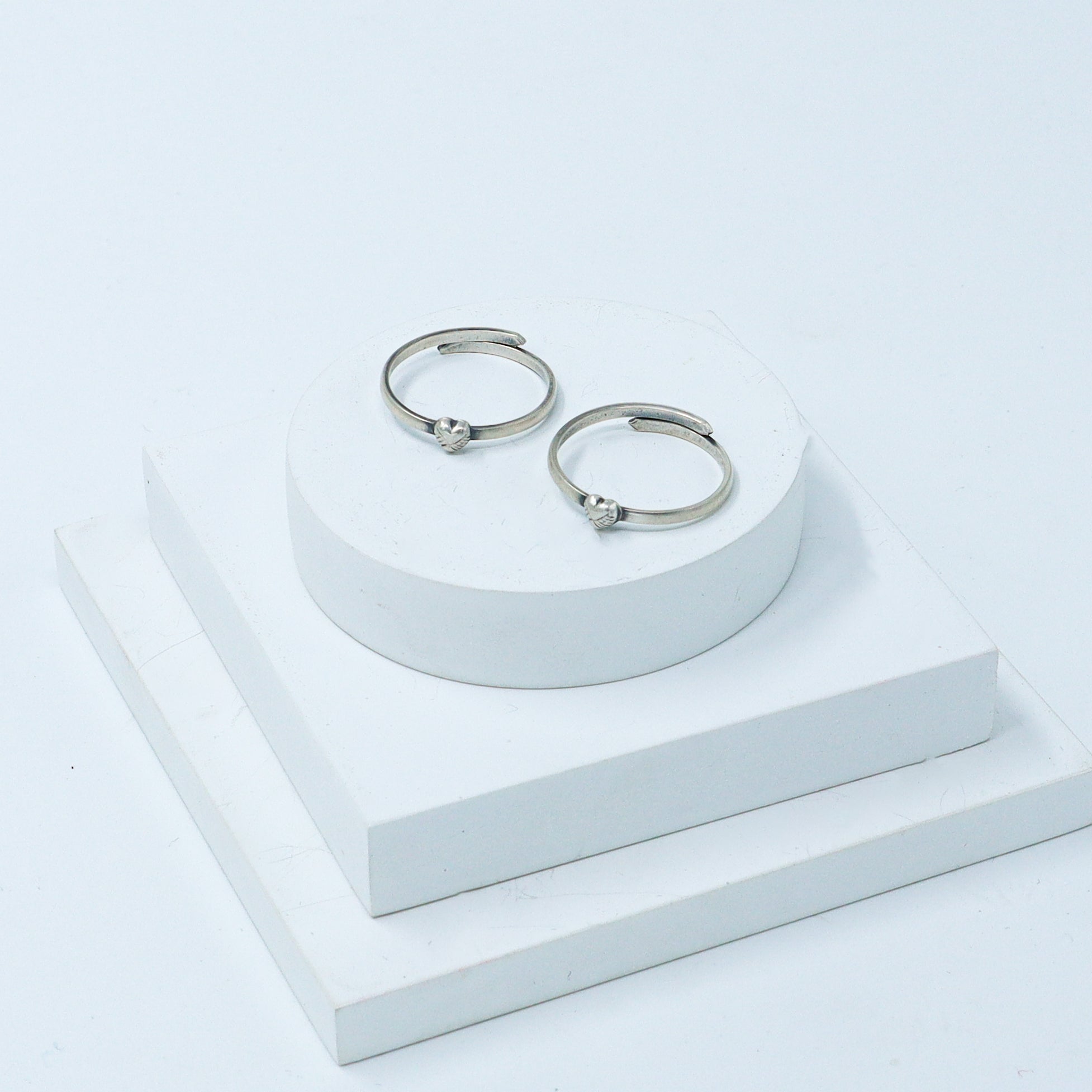 Tiny Silver Adjustable Toe ring (Textured heart)