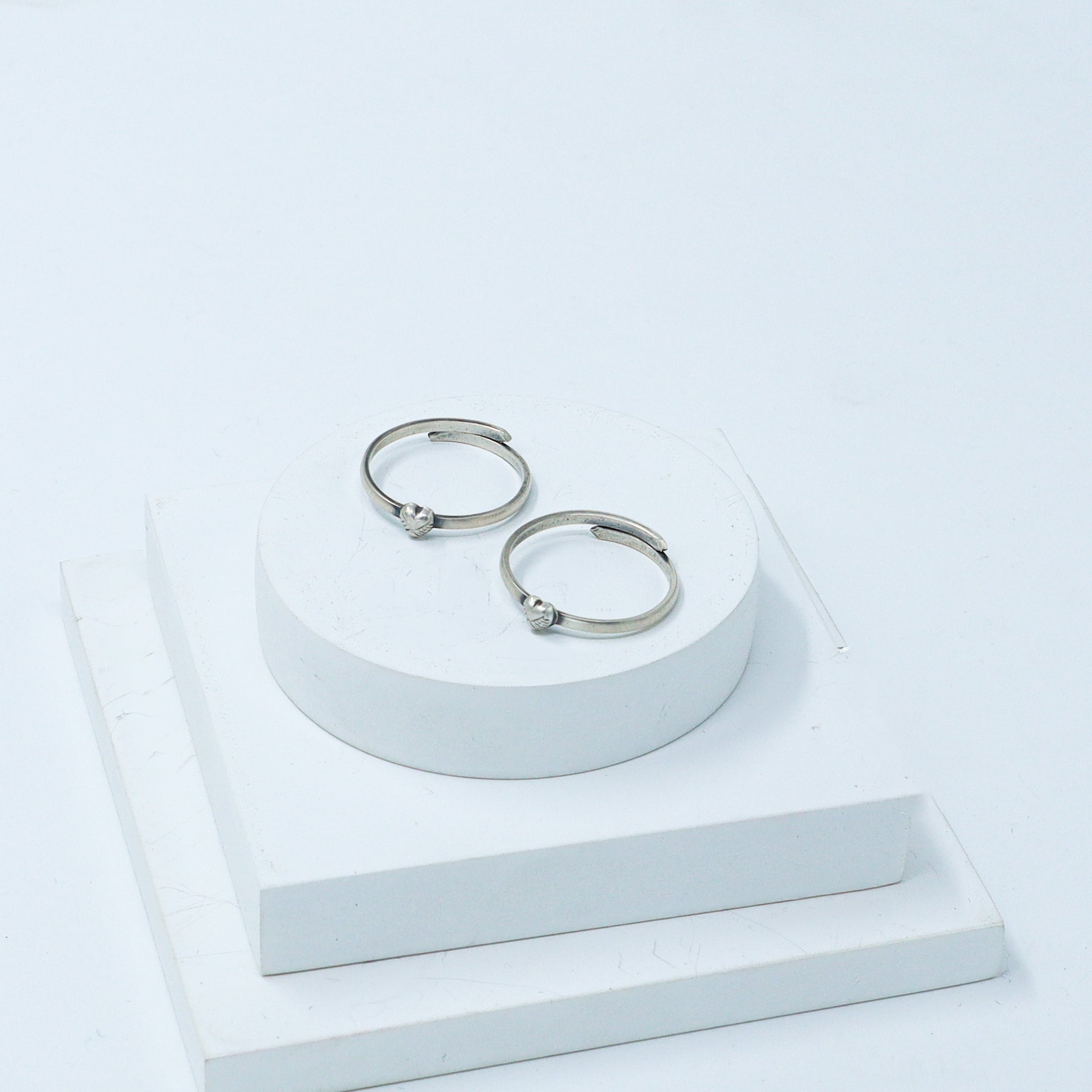 Tiny Silver Adjustable Toe ring (Textured heart)