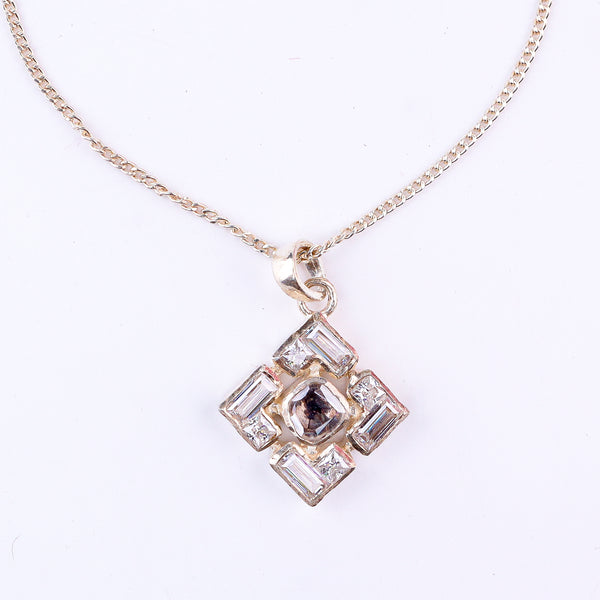 Silver jewelry set with Polki earrings and matching pendant