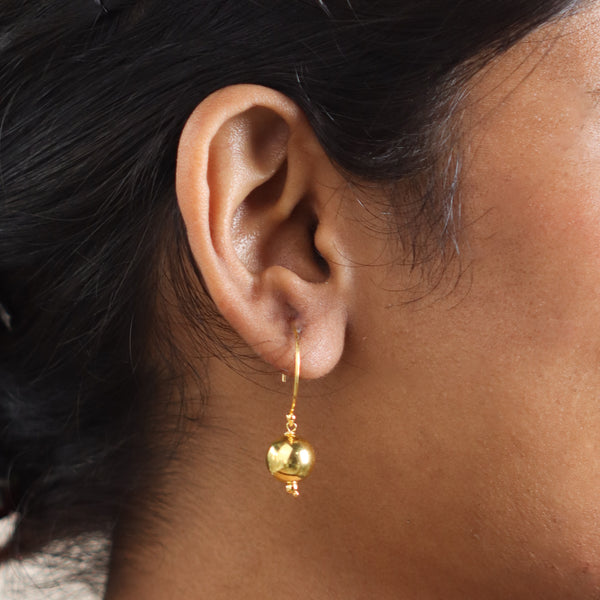 Silver Bead (10mm) Earring |  92.5 Silver | 22K Gold Plated