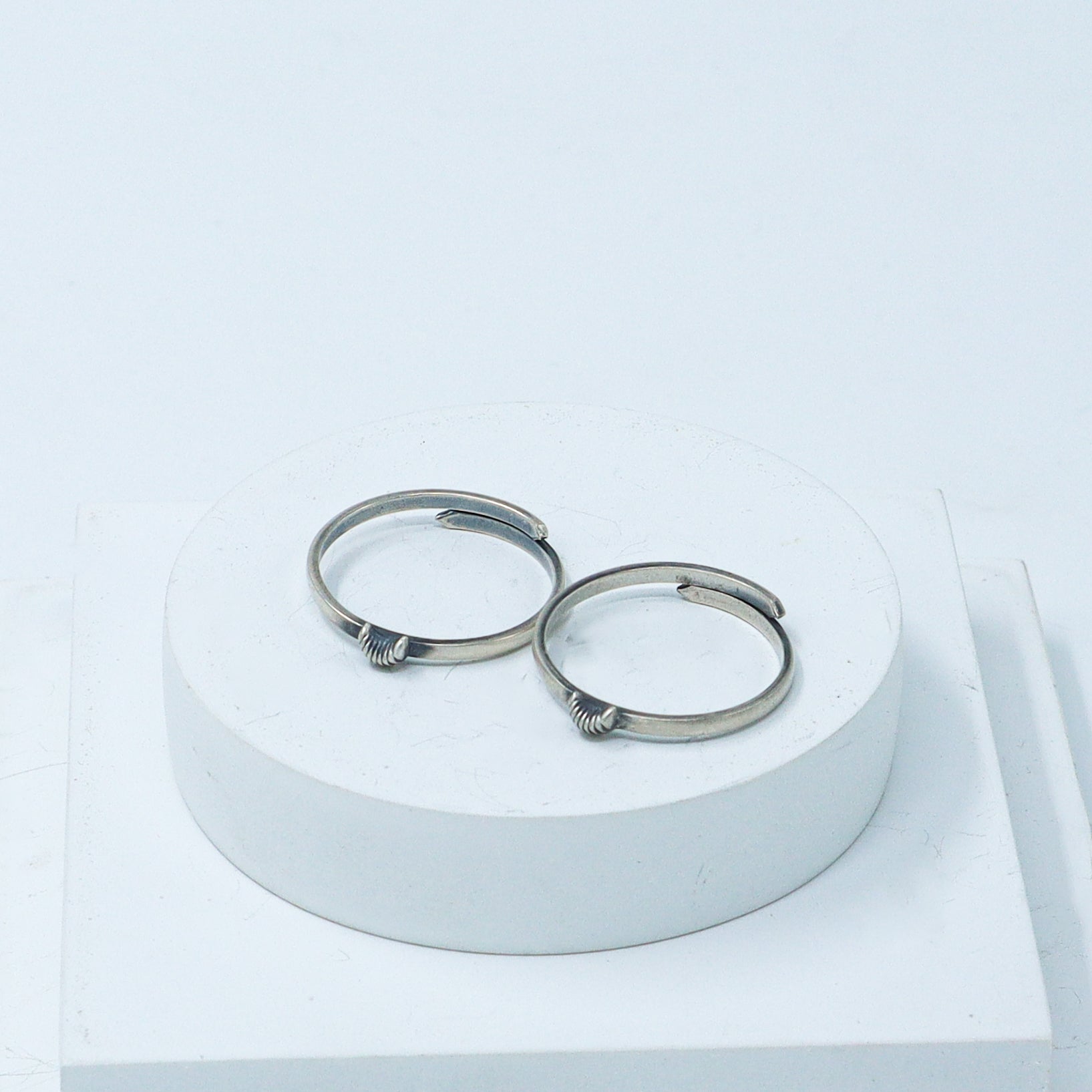 Tiny Silver Adjustable Toe ring (Textured moon)