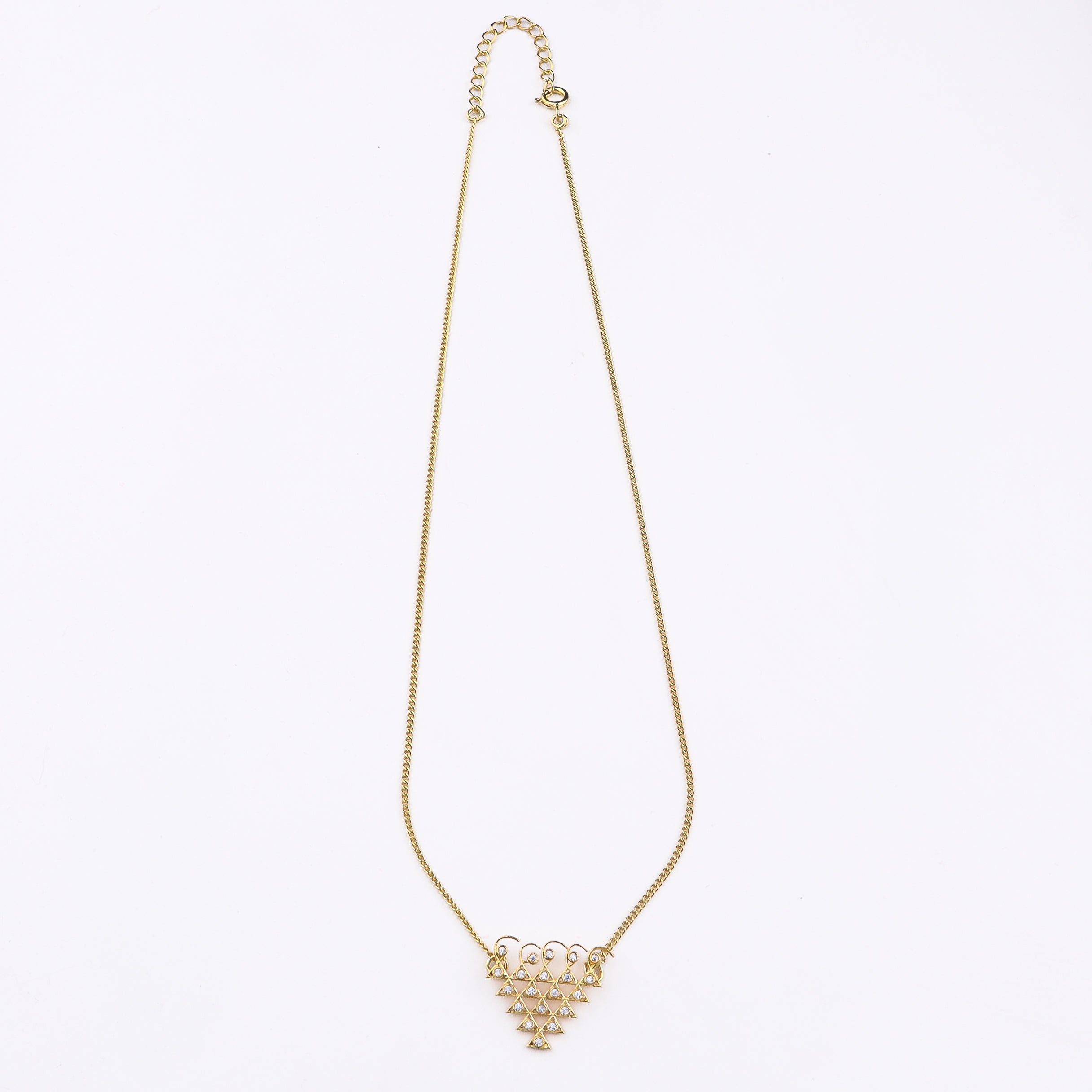 Silver CZ Saraswati Necklace | 22K Gold Plated