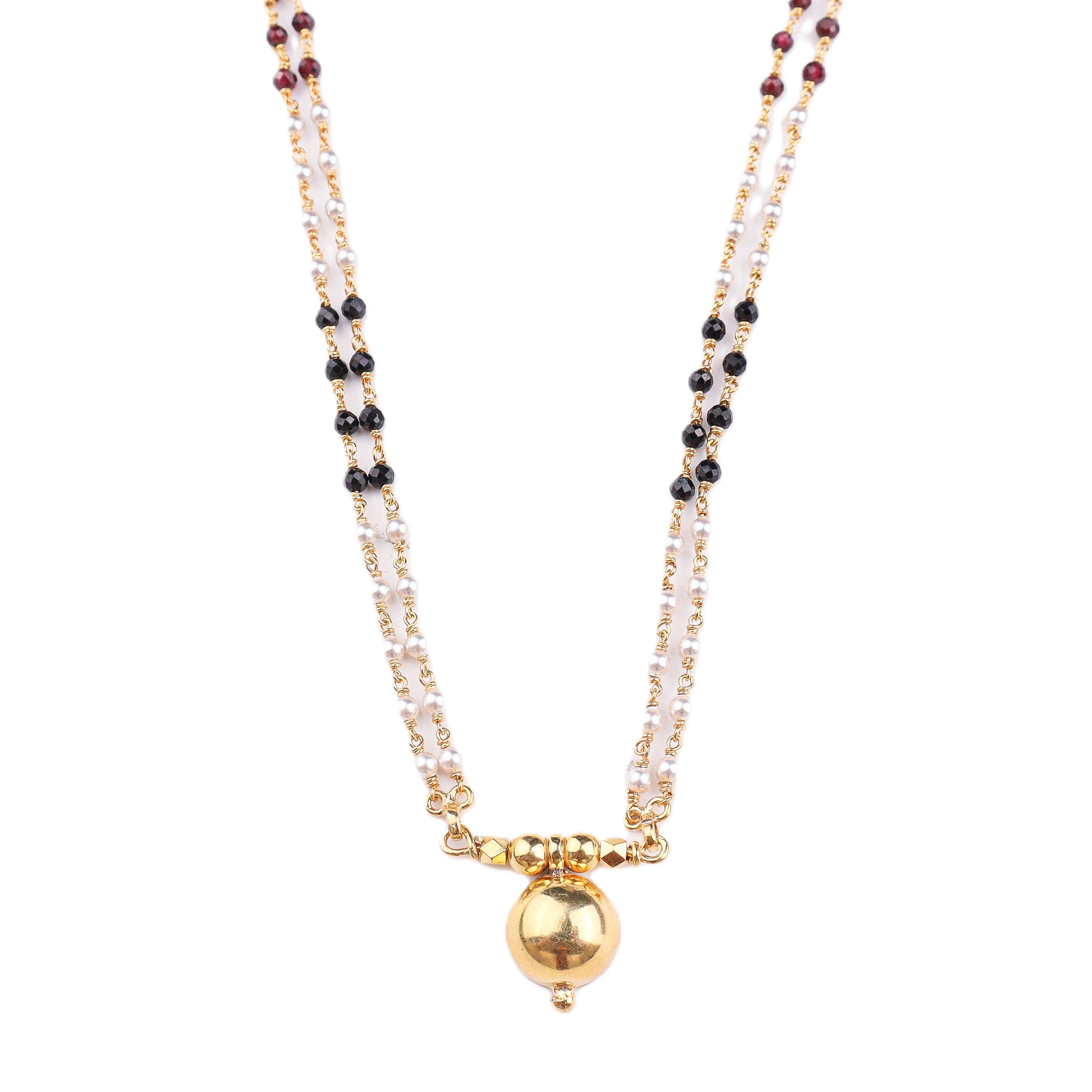 Silver Single Vatee Mangalsutra (Short) | 22K Gold Plated