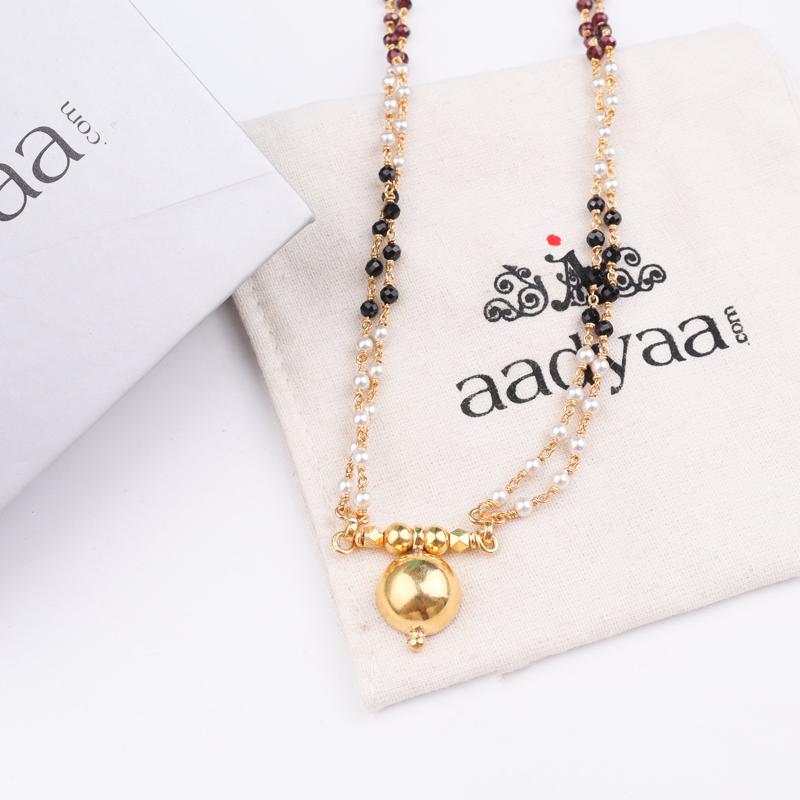 Silver Single Vatee Mangalsutra (Short) | 22K Gold Plated