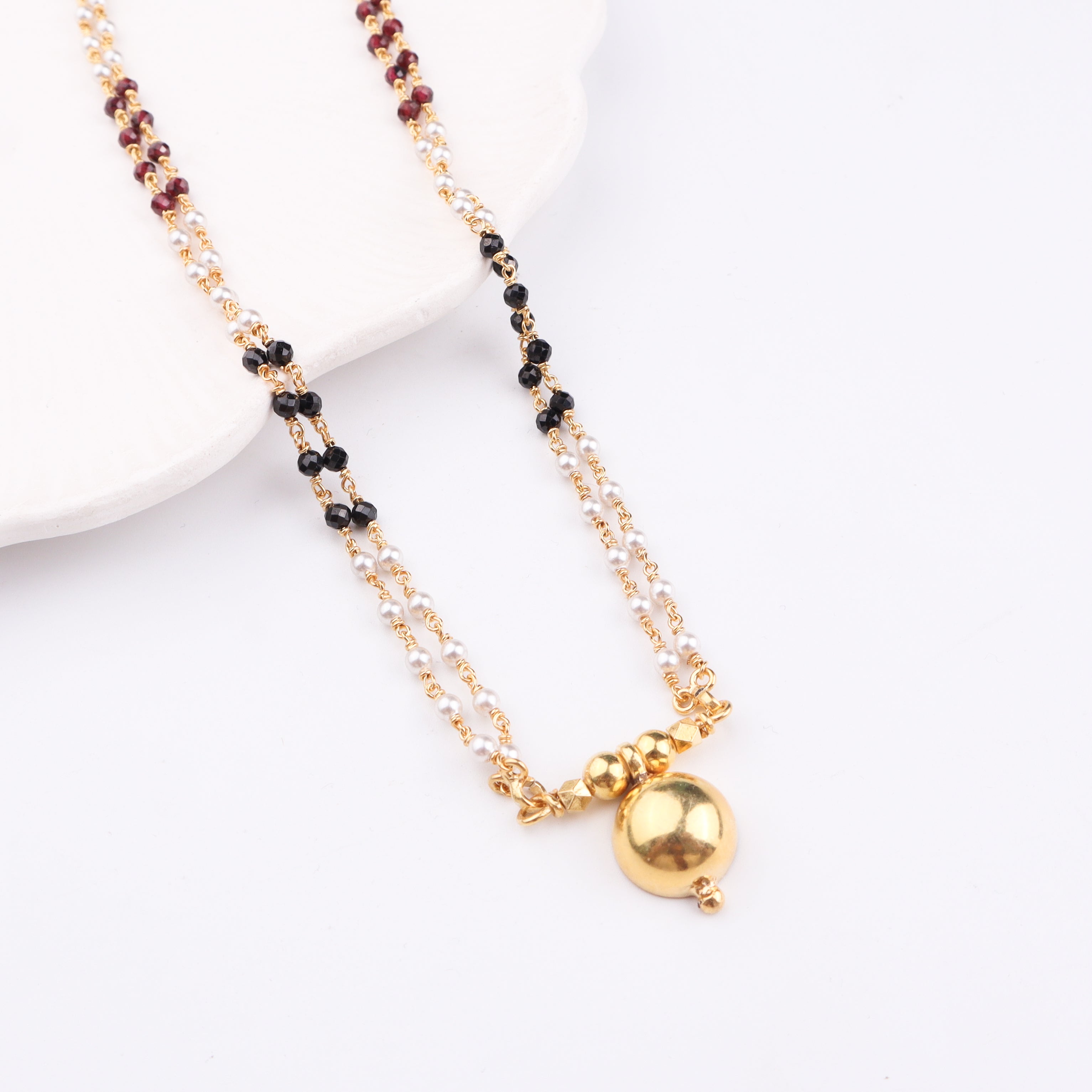 Silver Single Vatee Mangalsutra (Short) | 22K Gold Plated