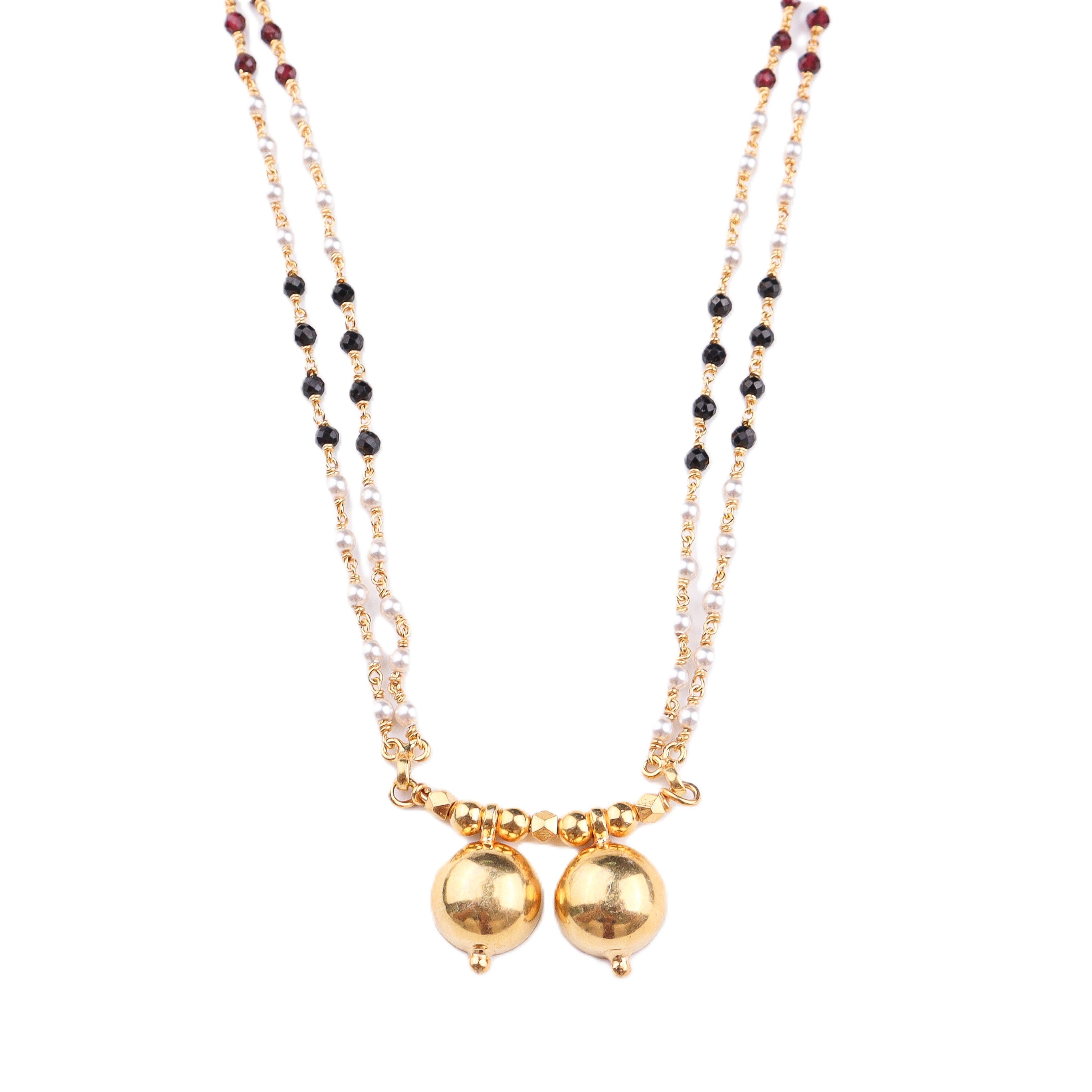 Silver Vatee Mangalsutra (Short) | 22K Gold Plated (Made to Order)