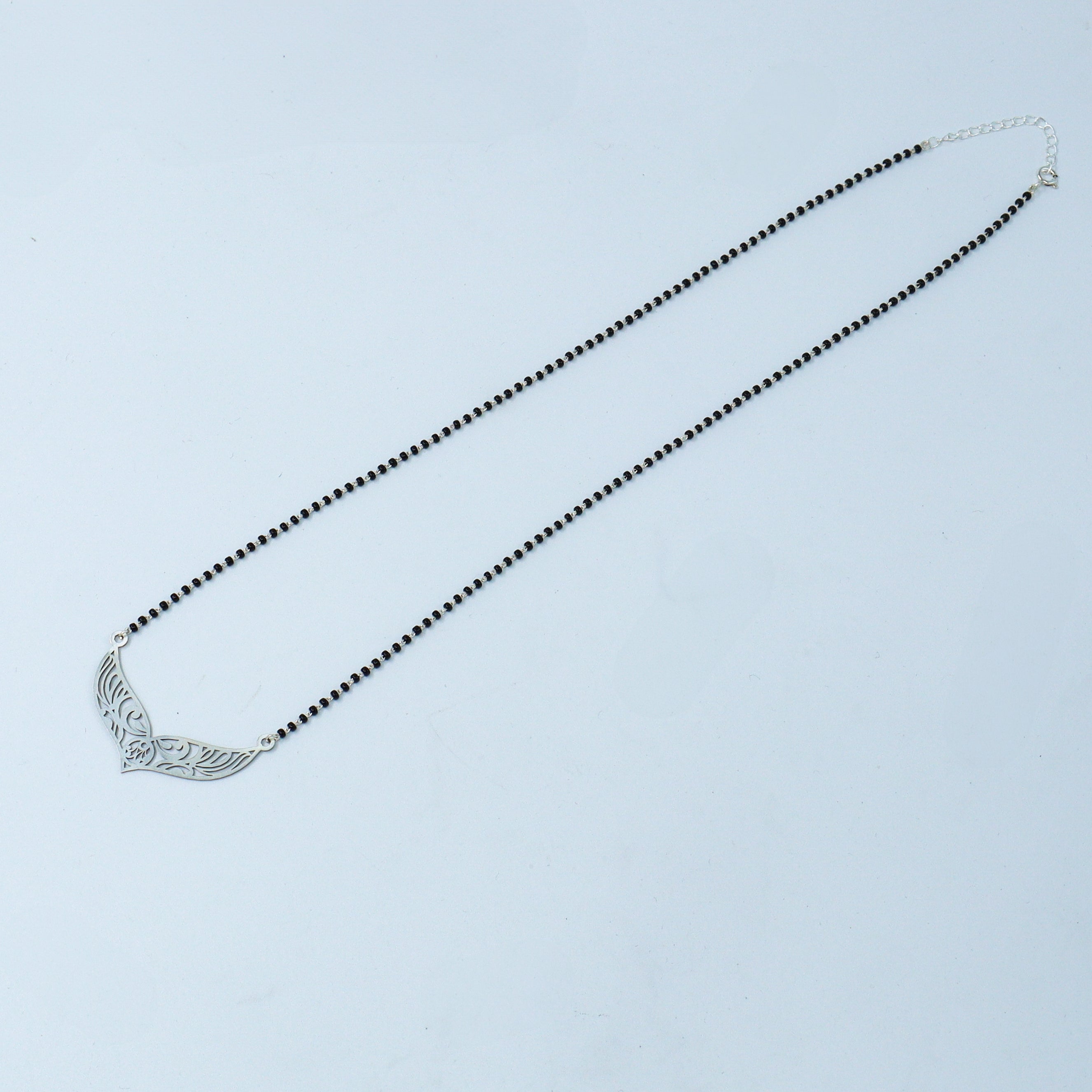 Silver Floral Nakshi Mangalsutra