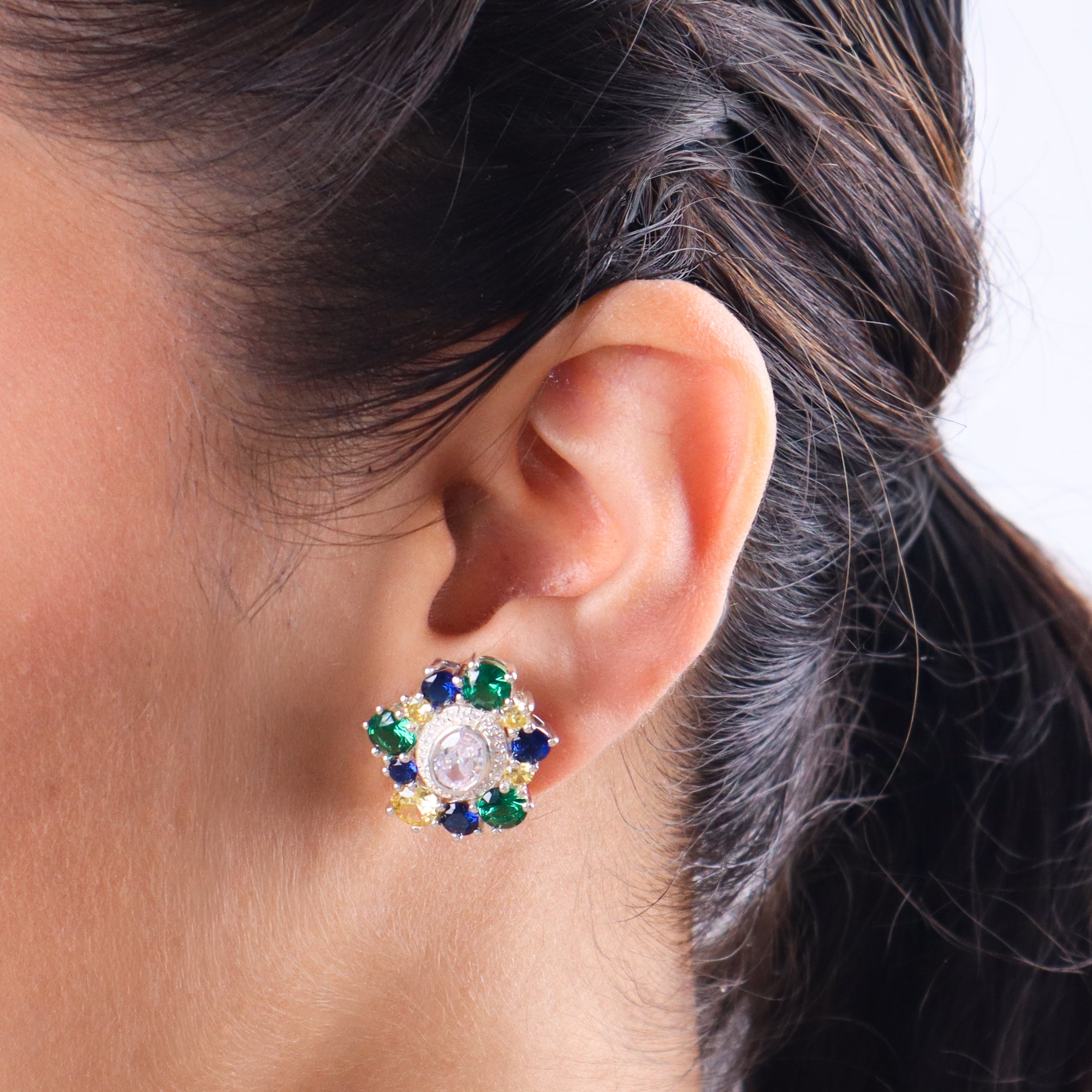 Silver Midnight Bloom Earrings