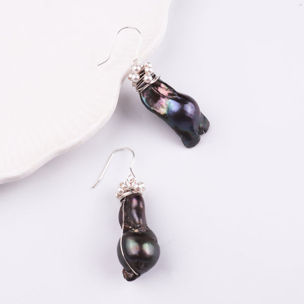 Baroque Pearl Silver Earrings (Project Handmade)