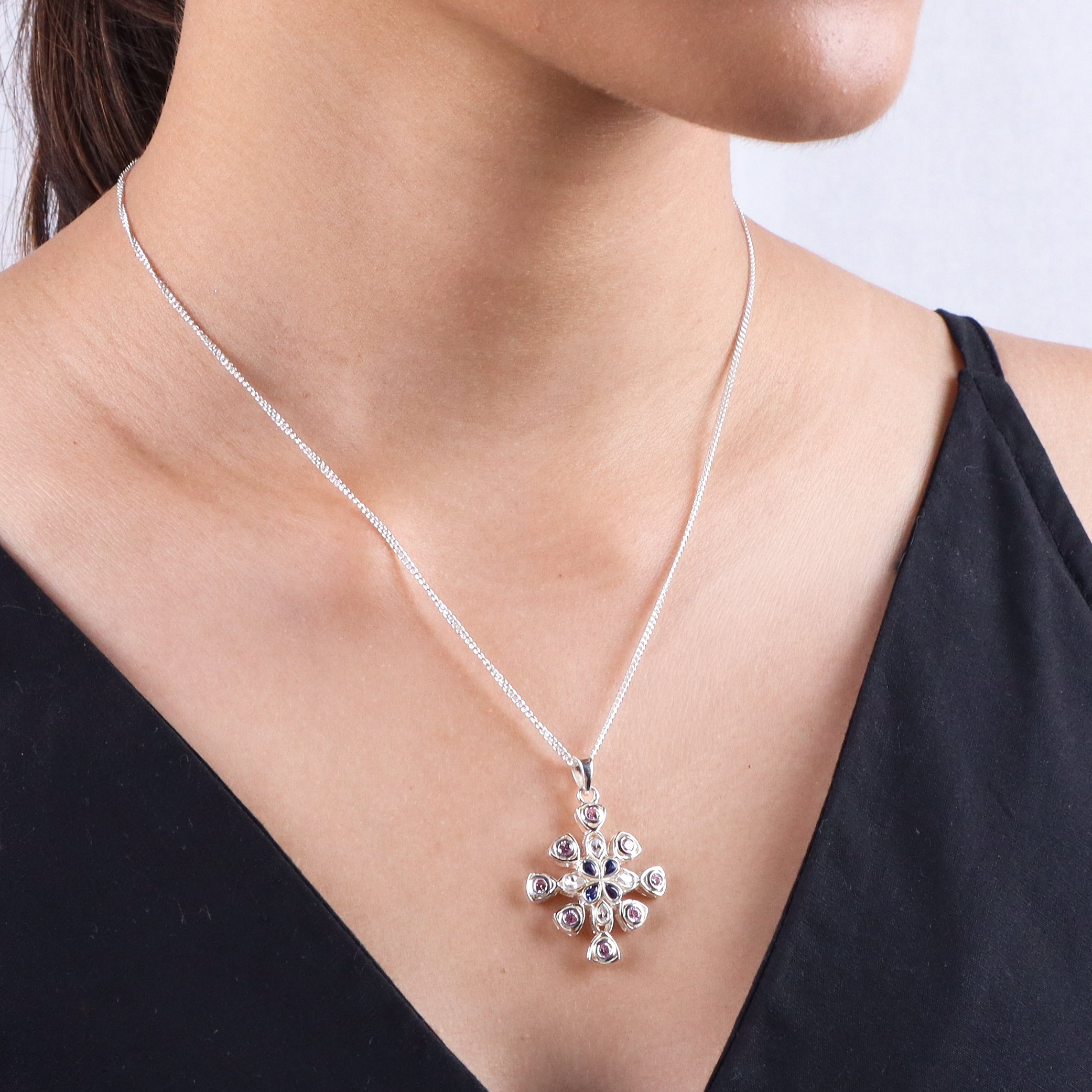 Silver Frosted Petal Set (Without chain)