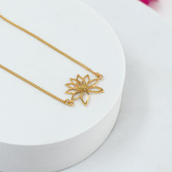 Lotus Silver Bracelet |  92.5 Silver | 22K Gold Plated