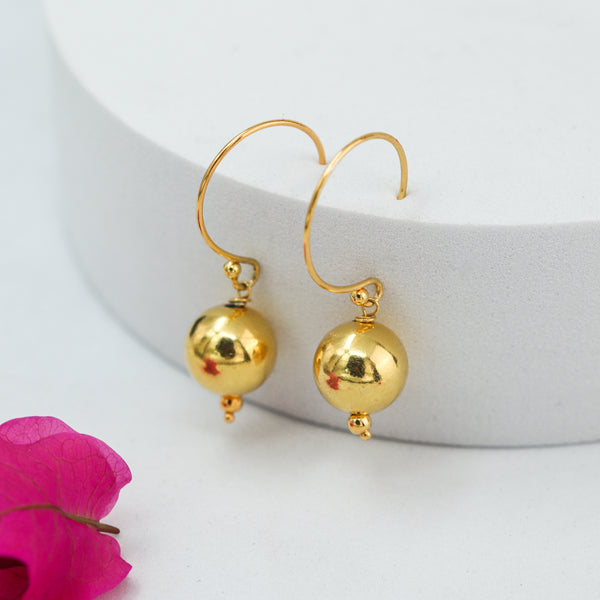 Silver Bead (10mm) Earring |  92.5 Silver | 22K Gold Plated