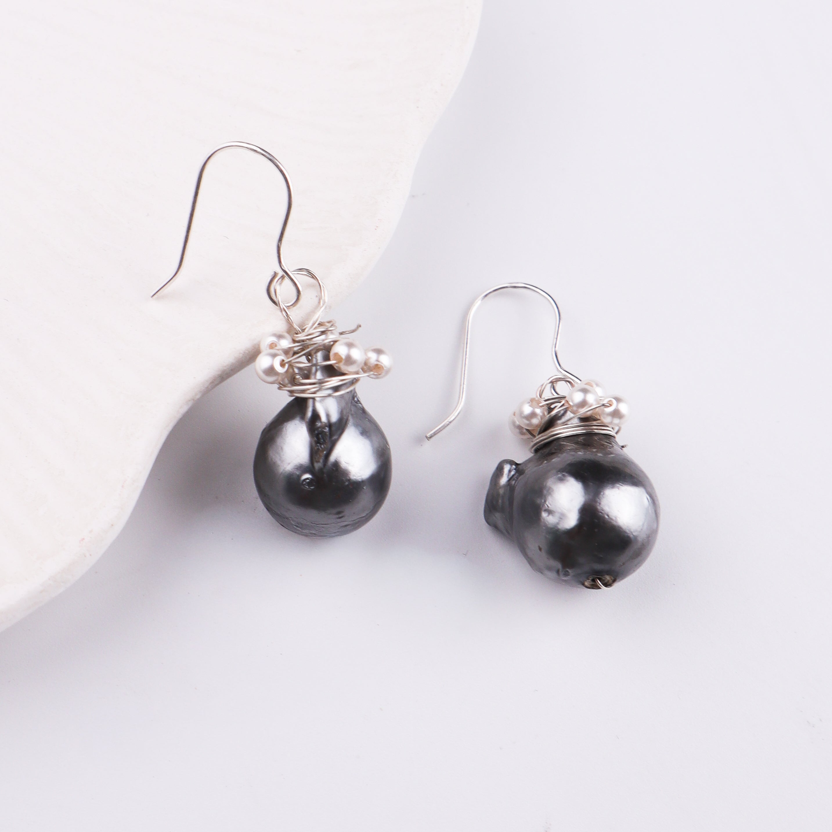 Silver Baroque Pearl Earrings (Project Handmade)