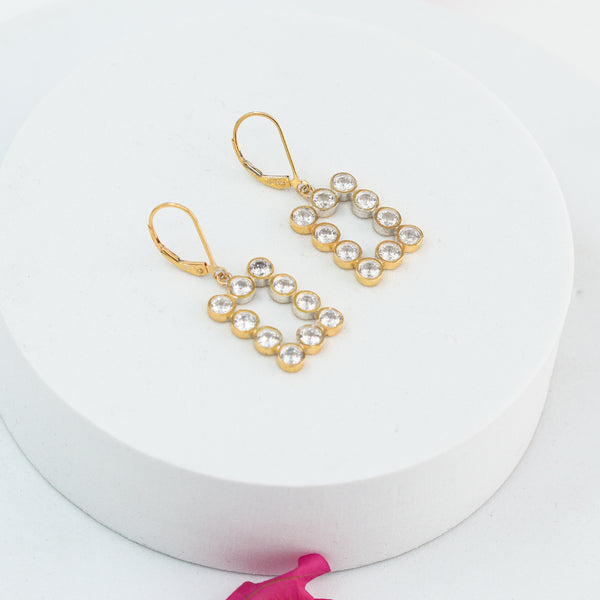 Rectangle Silver Earring | CZ | 92.5 Silver | 22K Gold Plated