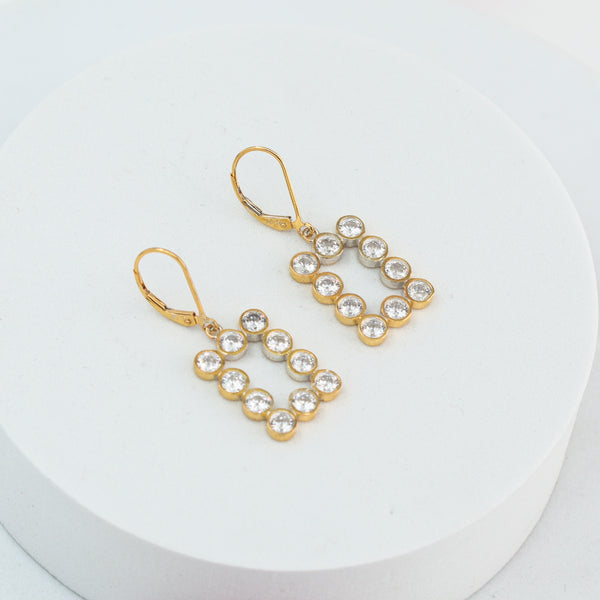 Rectangle Silver Earring | CZ | 92.5 Silver | 22K Gold Plated
