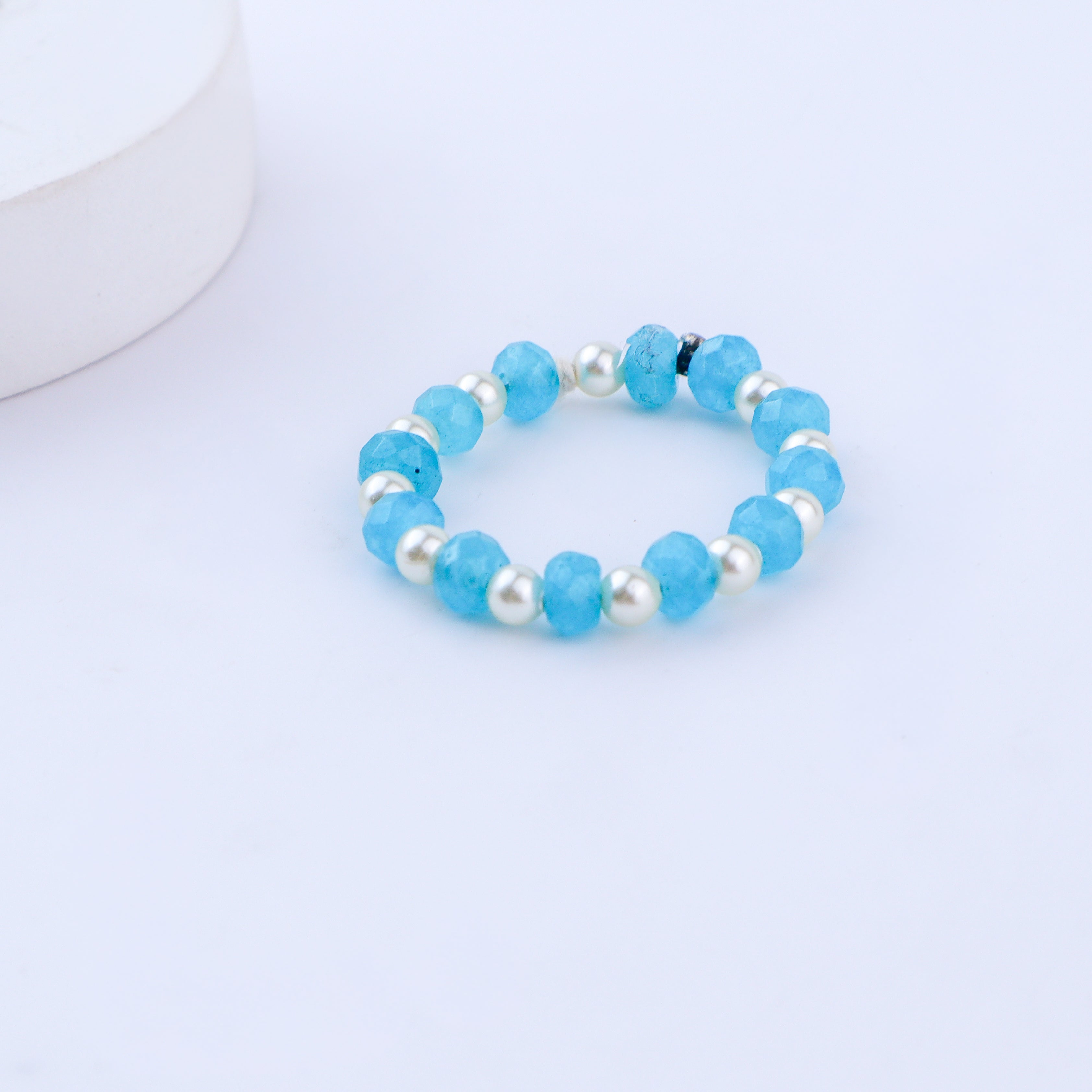 Jade and Pearl Beaded Ring