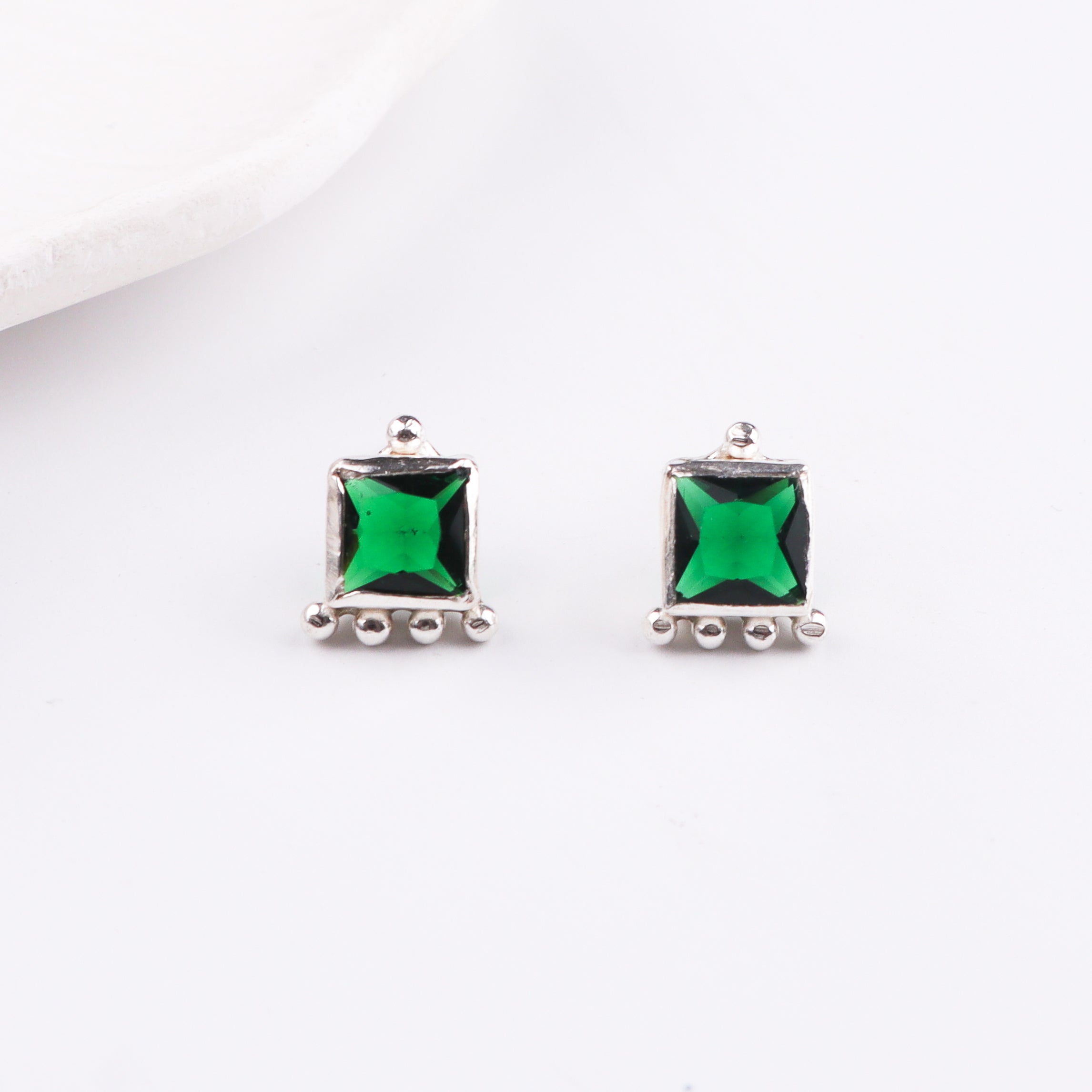 Green CZ Stud | 92.5 Silver