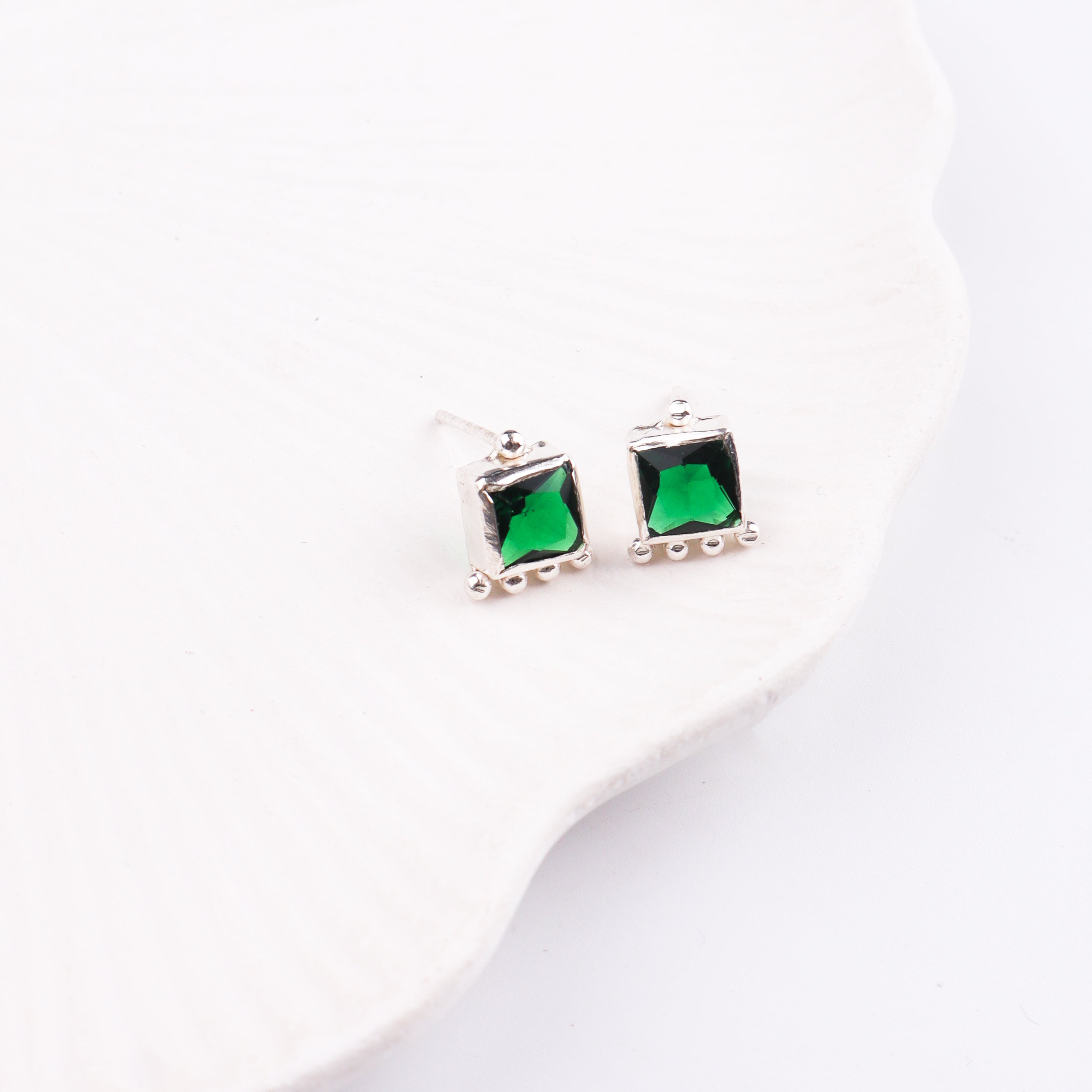 Green CZ Stud | 92.5 Silver