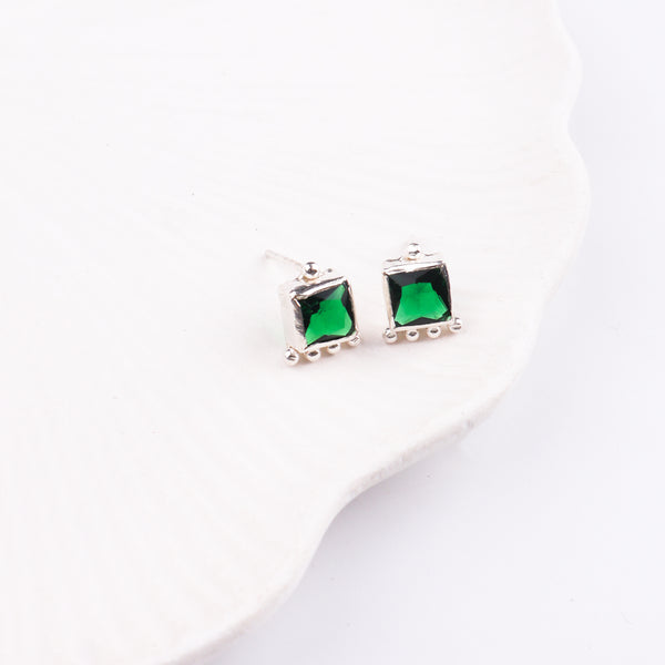 Green CZ Stud | 92.5 Silver