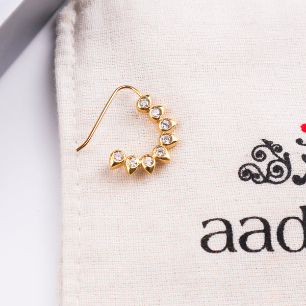 CZ Petal Nath (Pierced) | 22K Gold Plated | 92.5 Silver