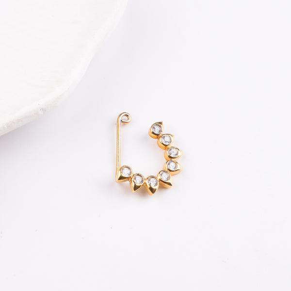 CZ Petal Nath (Clip-On) | 22K Gold Plated | 92.5 Silver