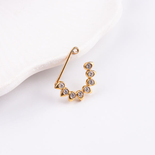 CZ Petal Nath (Clip-On) | 22K Gold Plated | 92.5 Silver