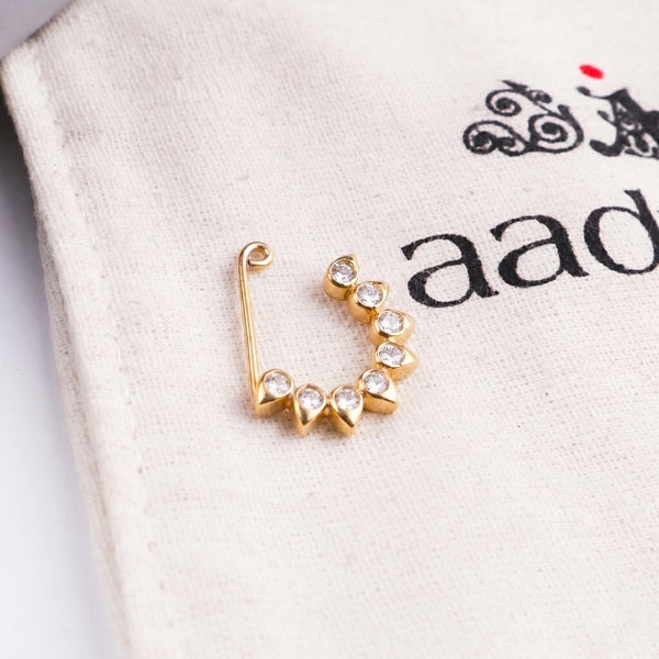 CZ Petal Nath (Clip-On) | 22K Gold Plated | 92.5 Silver