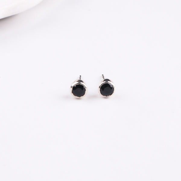 Black CZ Stone Stud | 92.5 Silver
