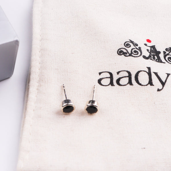 Black CZ Stone Stud | 92.5 Silver