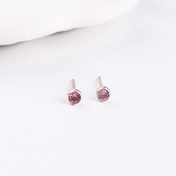 Pink CZ Stone Stud | 92.5 Silver