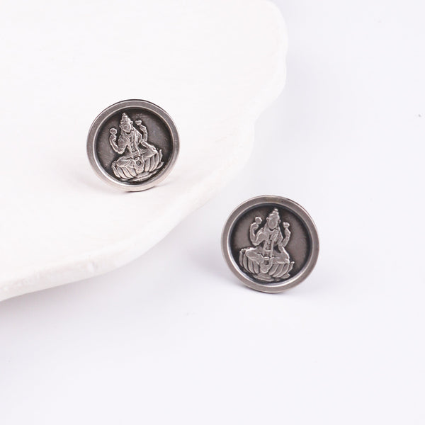 Oxidized Laxmi Putali Earrings | 92.5 Silver