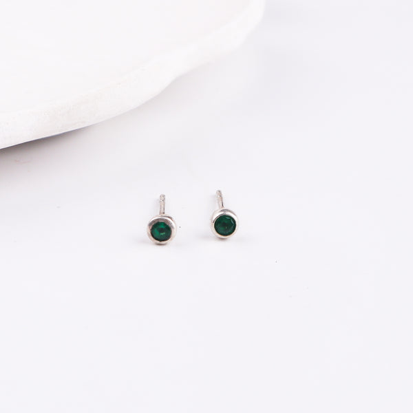 Green CZ Stone Stud | 92.5 Silver