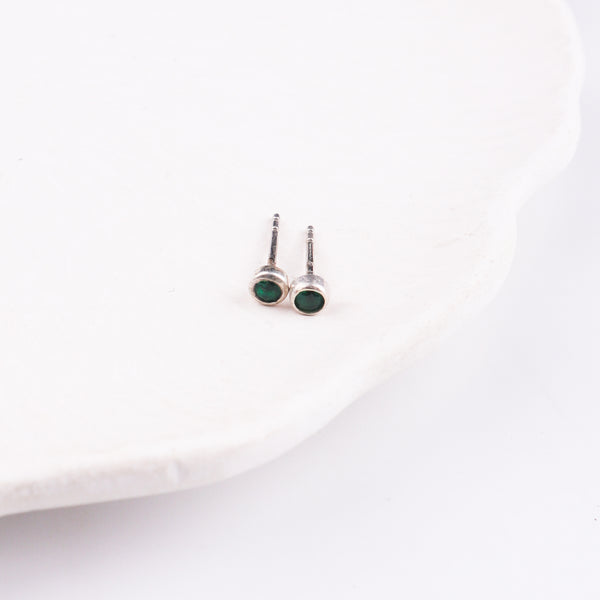 Green CZ Stone Stud | 92.5 Silver