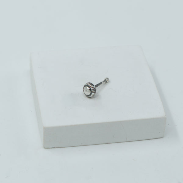 Silver Round Textured Nose pin