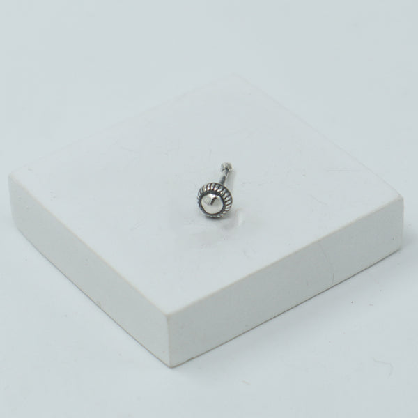 Silver Round Textured Nose pin