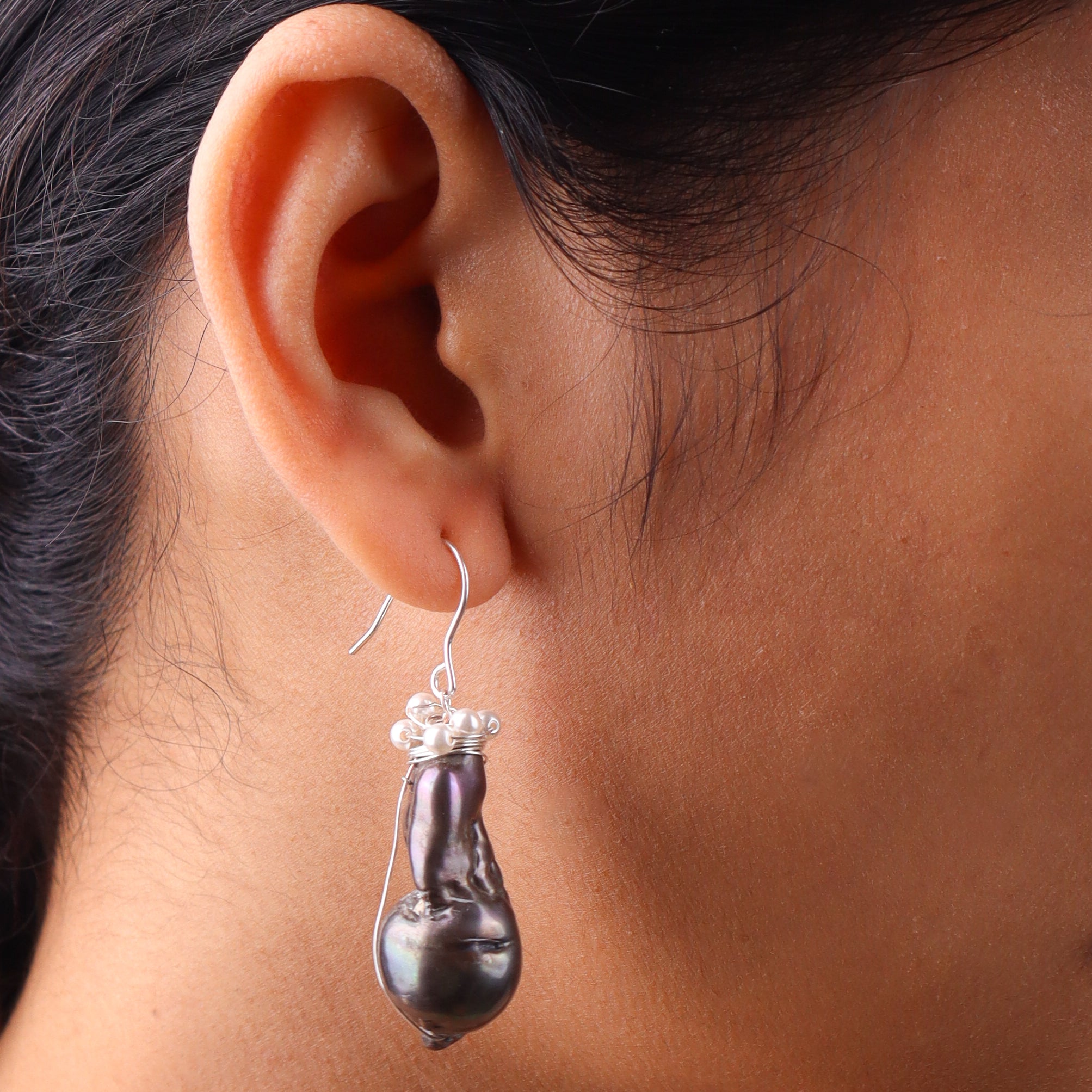 Baroque Pearl Silver Earrings (Project Handmade)