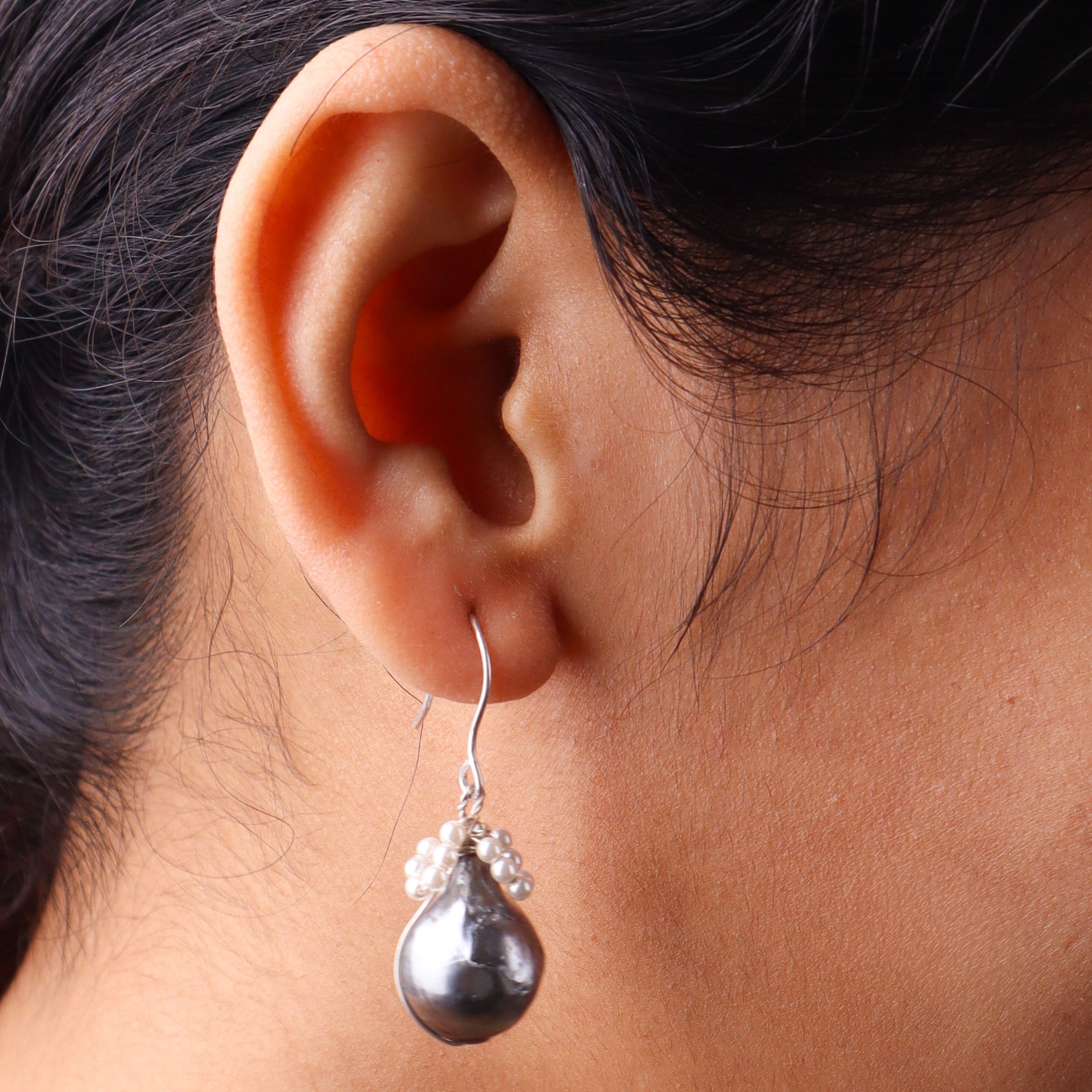 Silver Baroque Pearl Earrings (Project Handmade)