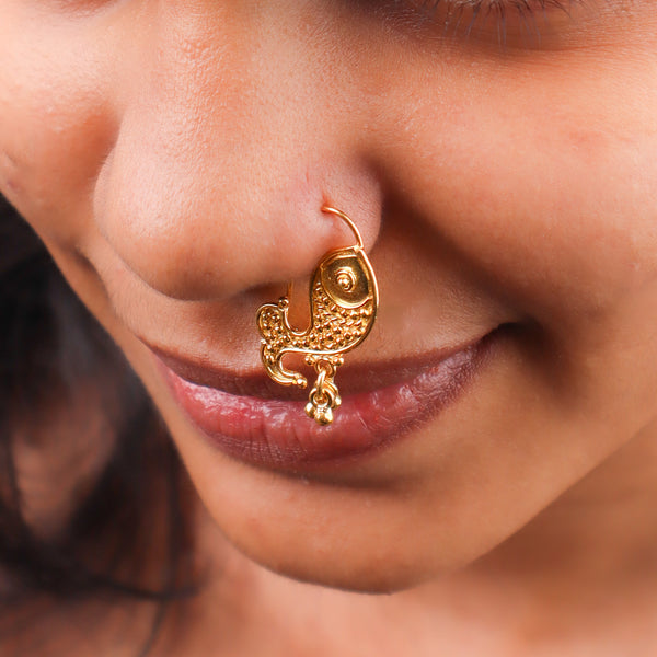 Fish Nath (Pierced) | 22K Gold Plated | 92.5 Silver